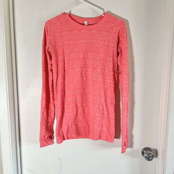 Lululemon Rest Less Pullover Heathered Electric Coral 8 Long Sleeves Top - Picture 1 of 8